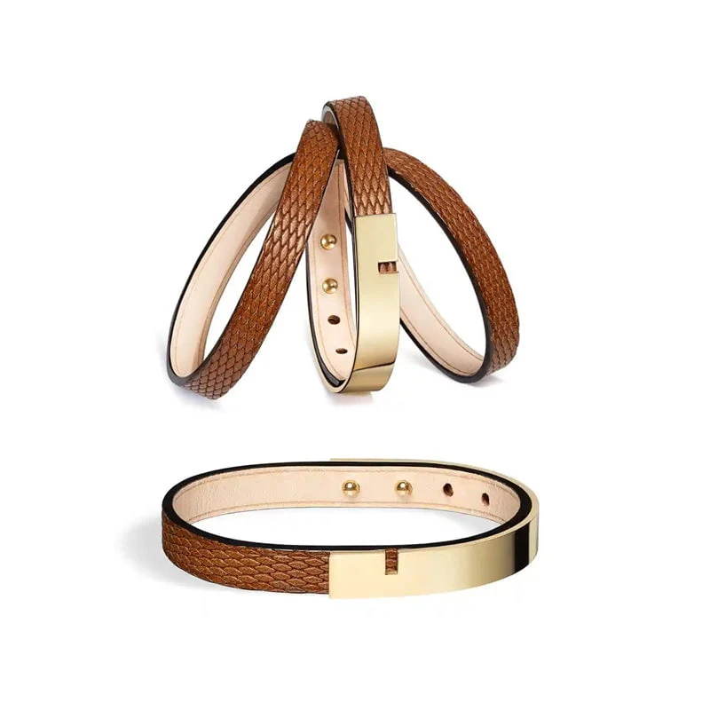 Bracelets couple cuir embossé fauve | U'TURN