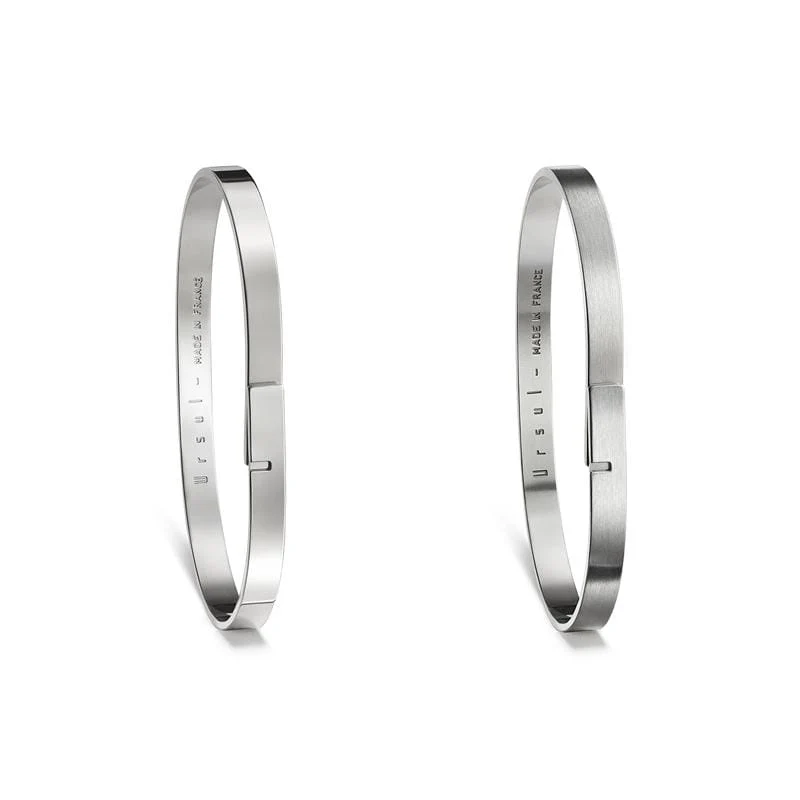 Duo jonc argent mat & poli | SATURNE.5
