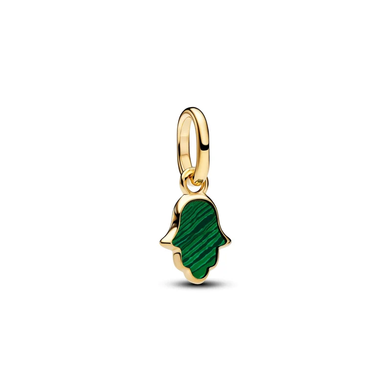 Pandora ME Mini Charm Pendant Green Hamsa Hand Plaqué Or 764612C01