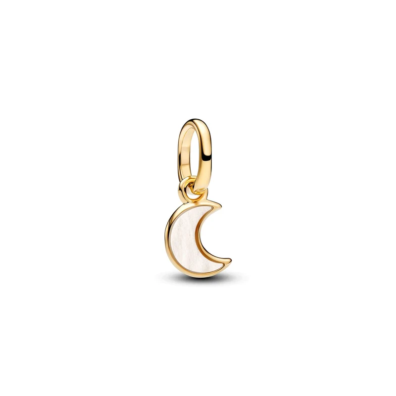 Pandora ME Mini Charm Pendant Bioresin Man-Made Mother Of Pearl White Crescent Moon Plaqué Or 764614C01