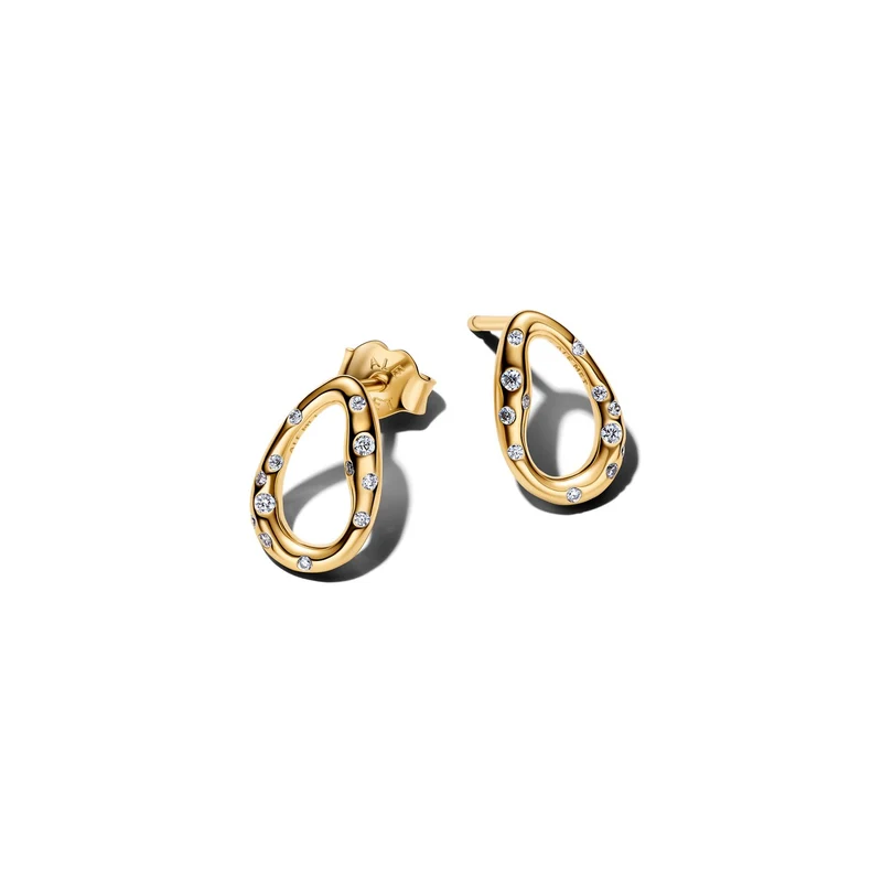 Pandora Essence Clous D’Oreilles Ovales Stone-Set De Forme Organique Plaqués Or 264659C01