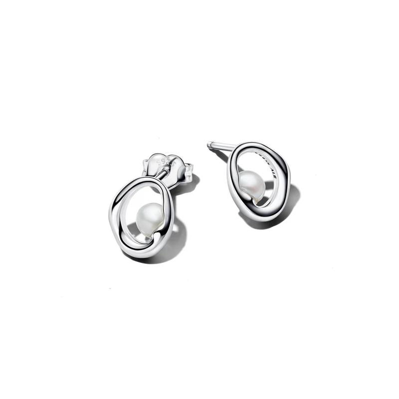 Pandora Essence Clous D’Oreilles Oval & Treated Freshwater Cultured Pearl De Forme Organique 293295C01