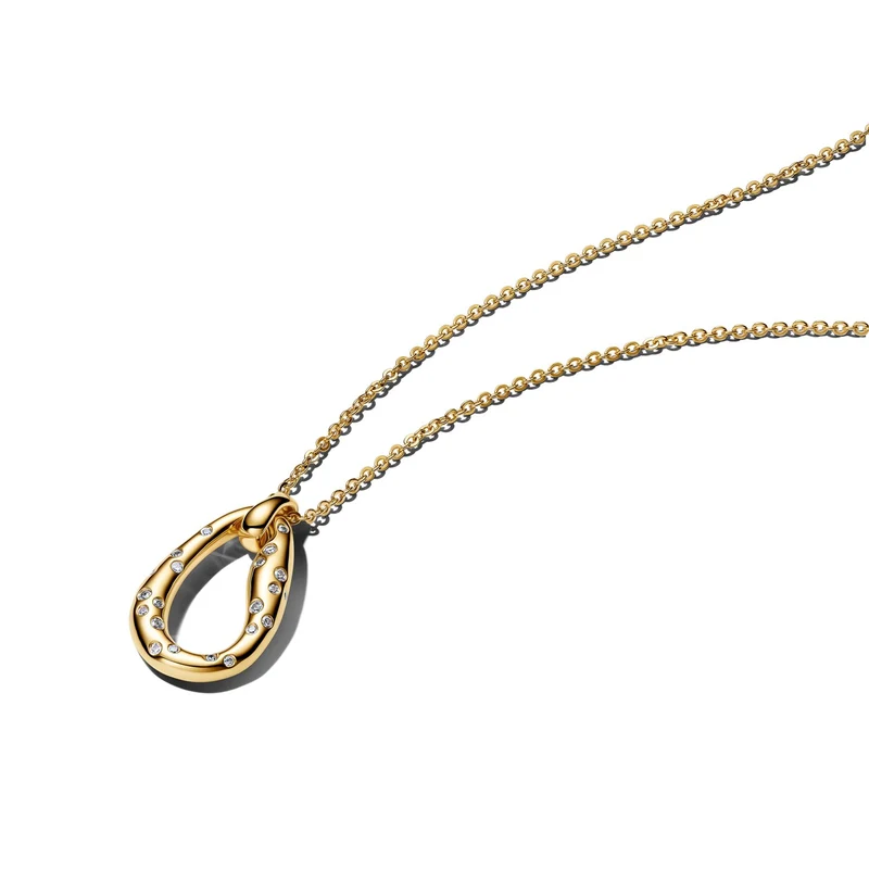 Pandora Essence Collier Pendant Stone-Set De Forme Organique Plaqué Or 364666C01-45