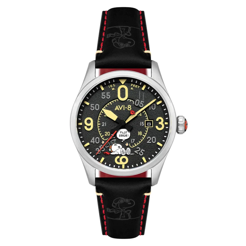 Montre Avi-8 Spitfire Smith Automatic Snoopy Peanuts Flying Ace Pilot Error Midnight Maneuver