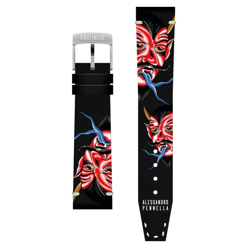 Bracelet Montre CARLINGUE cuir imprimé - Il Diavolo Tattoo X A. PENNELLA DIAVOLO20
