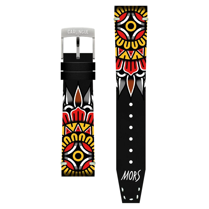 Bracelet Montre CARLINGUE cuir imprimé - Mandala Tattoo X Mors MANDALA20