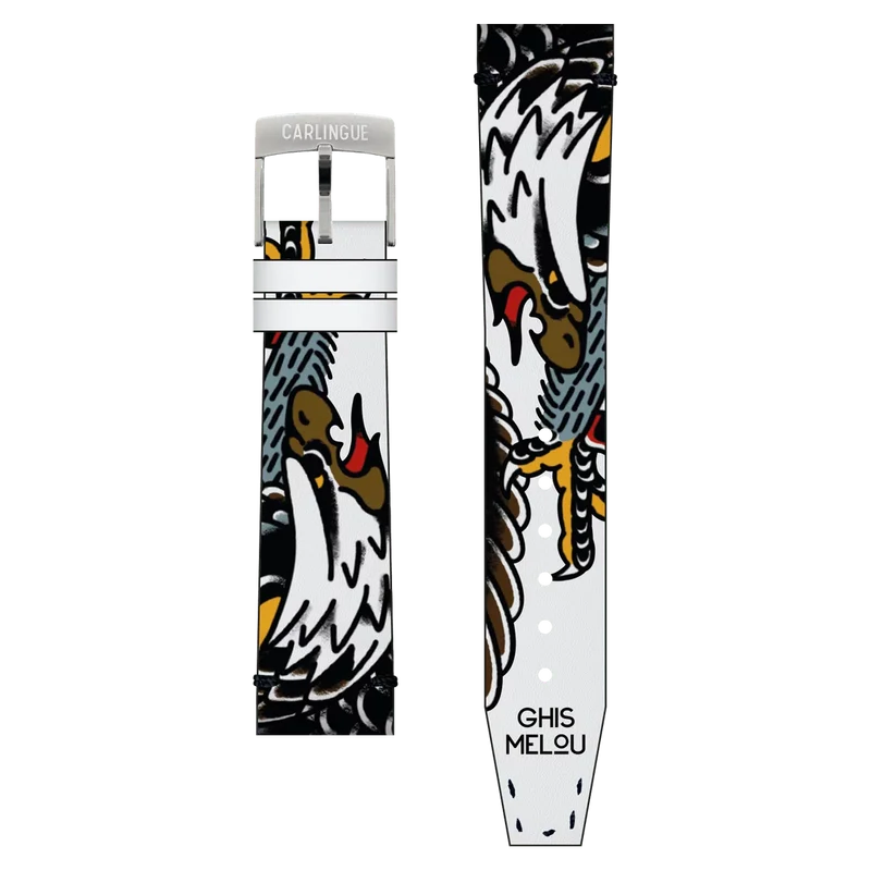 Bracelet Montre CARLINGUE cuir imprimé - Old School Eagle Tattoo X Ghis Melou EAGLE20