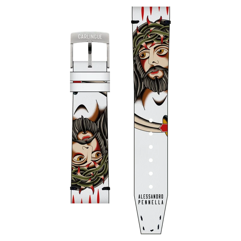 Bracelet Montre CARLINGUE Cuir Imprimé - Cristo Tattoo X A. Pennella CRISTO20