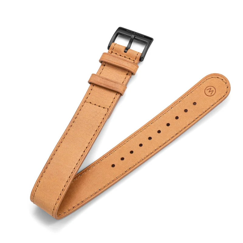 One-Piece Camel Leather Band & Black PVD Buckle