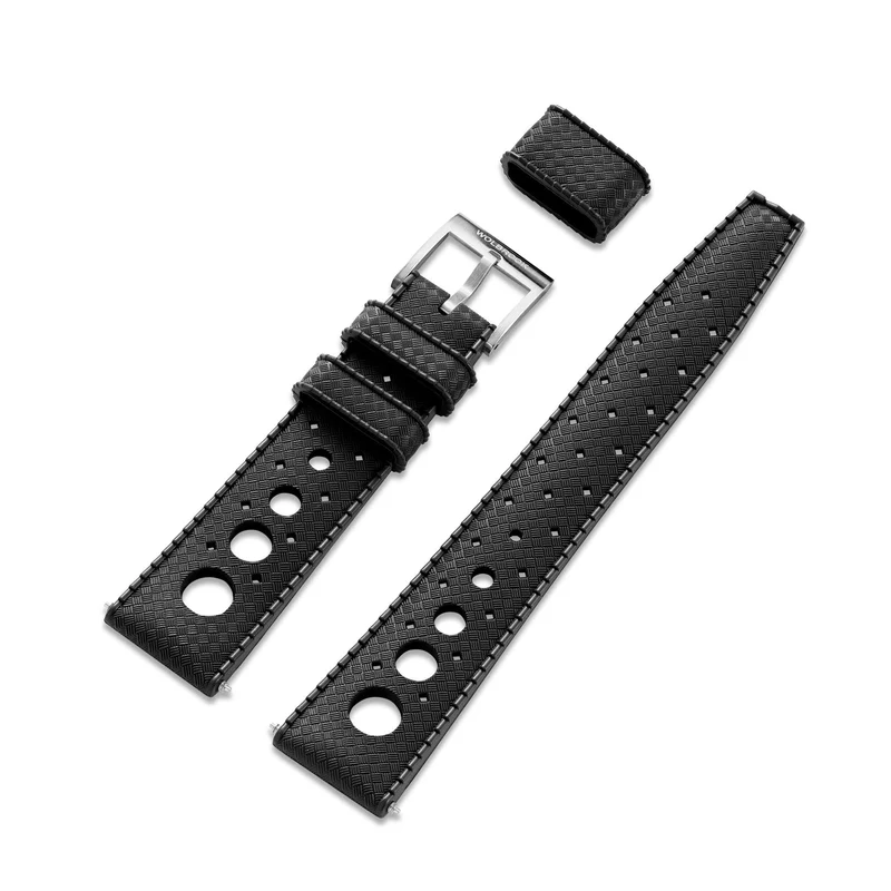 Black "Rally" Tropic Rubber Strap