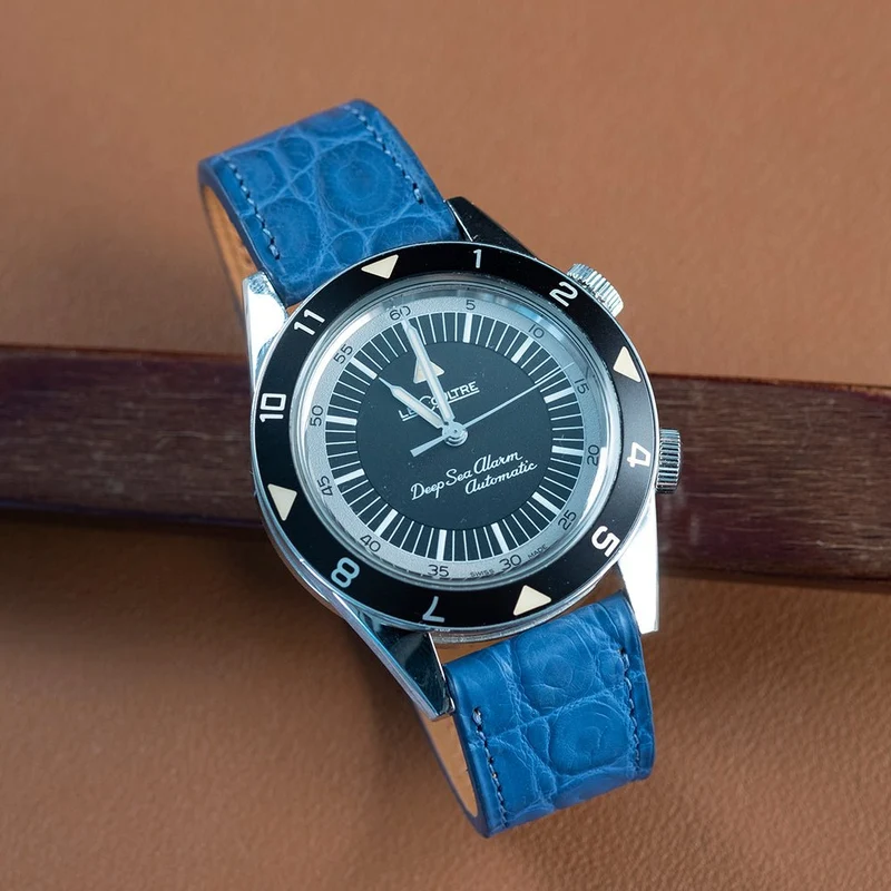 Bracelet alligator bleu écailles rondes