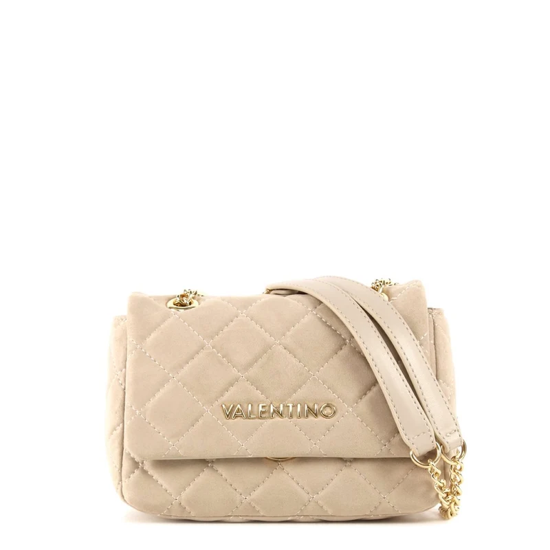 Valentino Bags Ocarina Suède Sac À Rabat Écru VBSA9B05ECRU