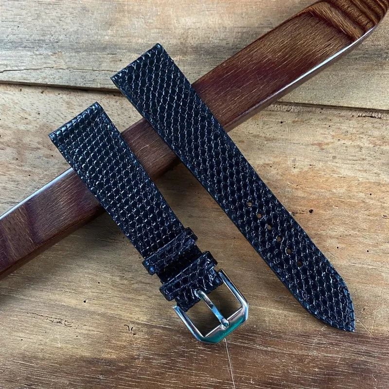 Bracelet lézard noir satiné