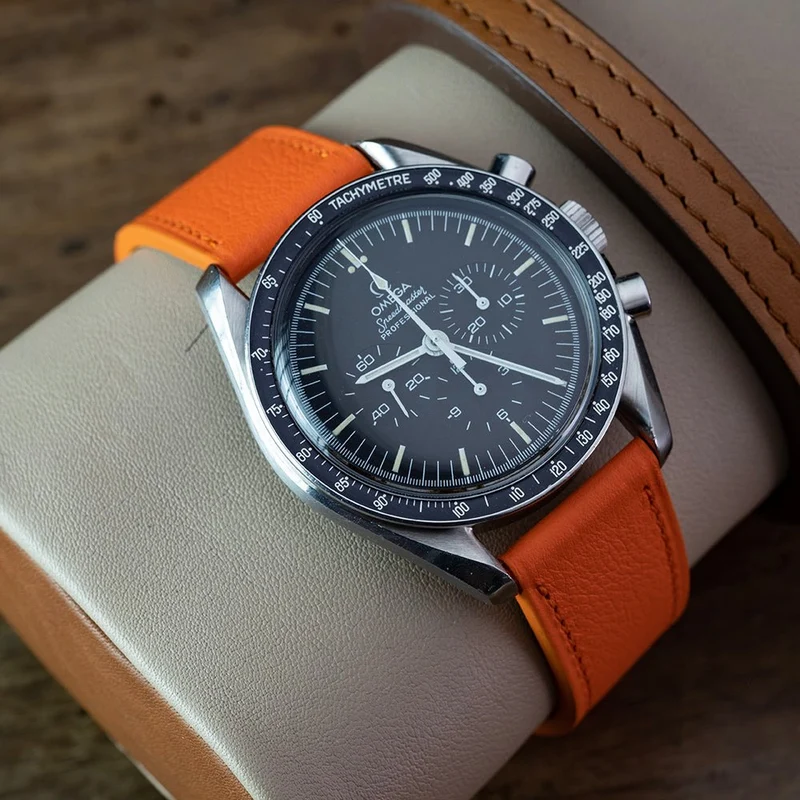 Bracelet veau orange compatible boucle déployante omega