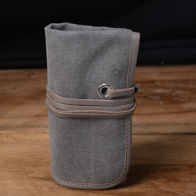 Marmotte toile cuir 5 montres gris acier