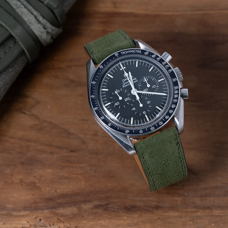 Bracelet de montre suède vert forêt