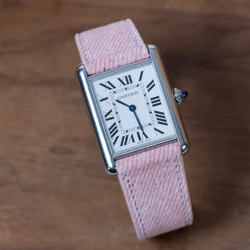 Bracelet de montre suède denim rose