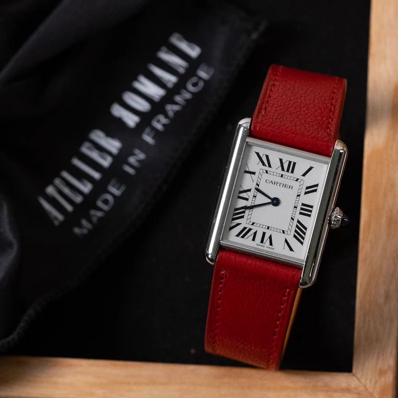 Bracelet de montre chèvre rouge