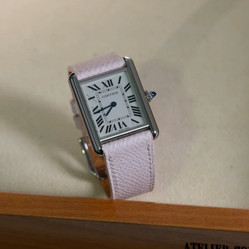 Bracelet de montre veau grainé rose