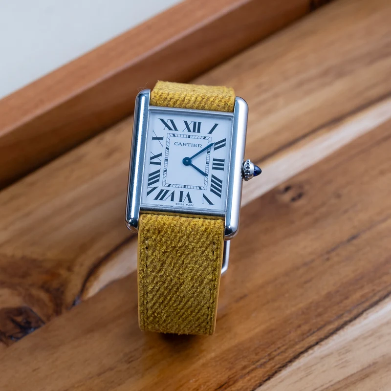 Bracelet de montre suède denim jaune