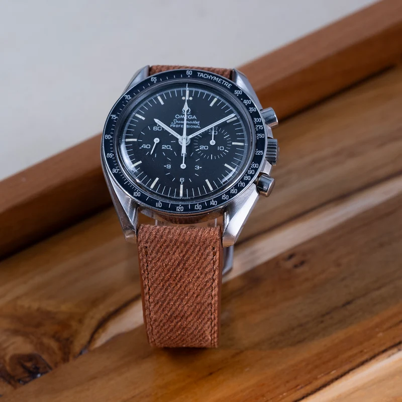 Bracelet de montre suède denim terracotta