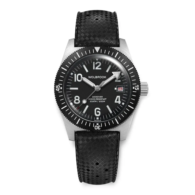 Skindiver Automatic 38 mm Even Numerals Dive Watch - White Lume