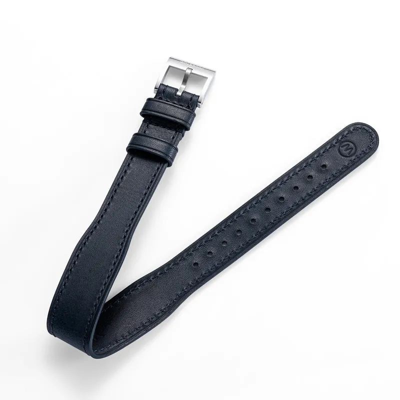 One-Piece Blue Tapered Leather Band & Steel Buckle
