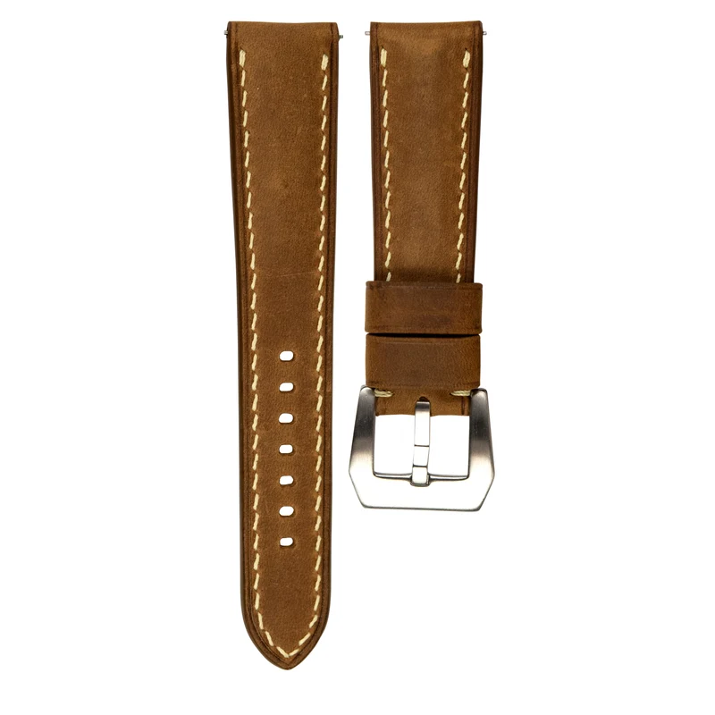 Delugs - Bracelet montre en veau Crazy Horse - Cognac