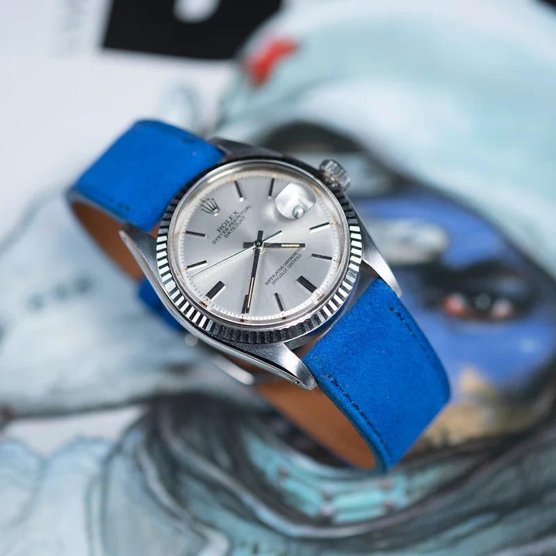 Bracelet suède bleu éléctrique