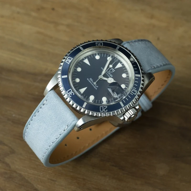 Bracelet nubuck bleu azur