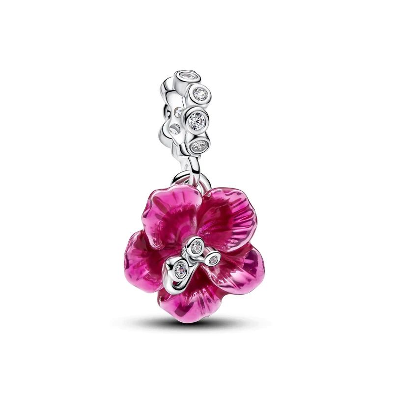Pandora Moments Charm Pendant Hibiscus Enamel Cubic Zirconia 794698C01