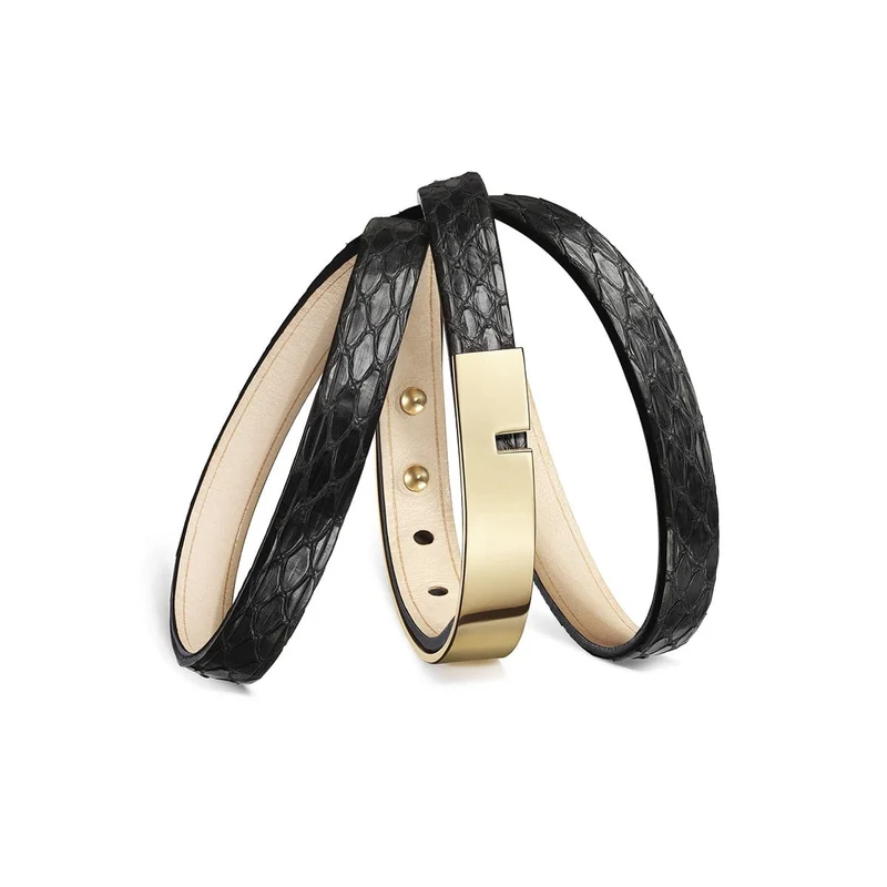 Bracelet cuir python noir | U'TURN.TRIPLE