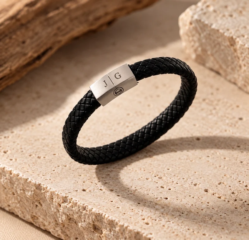 Bracelet en cuir et frêne (étroit)