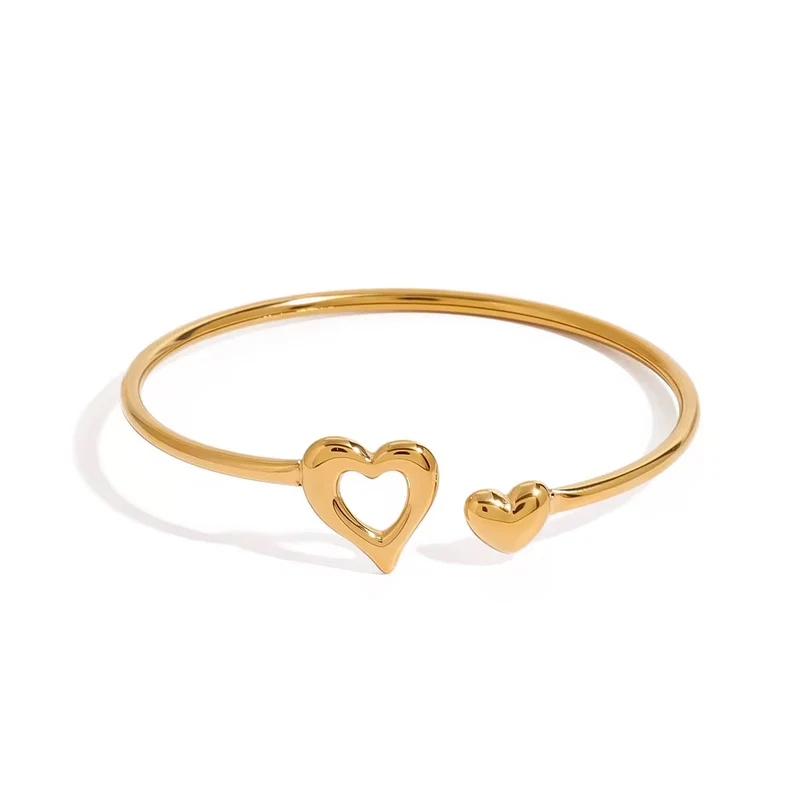 Bracelet jonc cœur ajustable en acier chirurgical doré à l’or fin - L'Or Didon