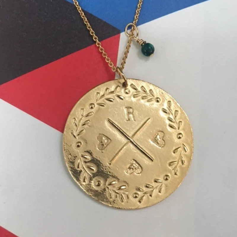 Médaille LAURIERS en Or 18k à personnaliser