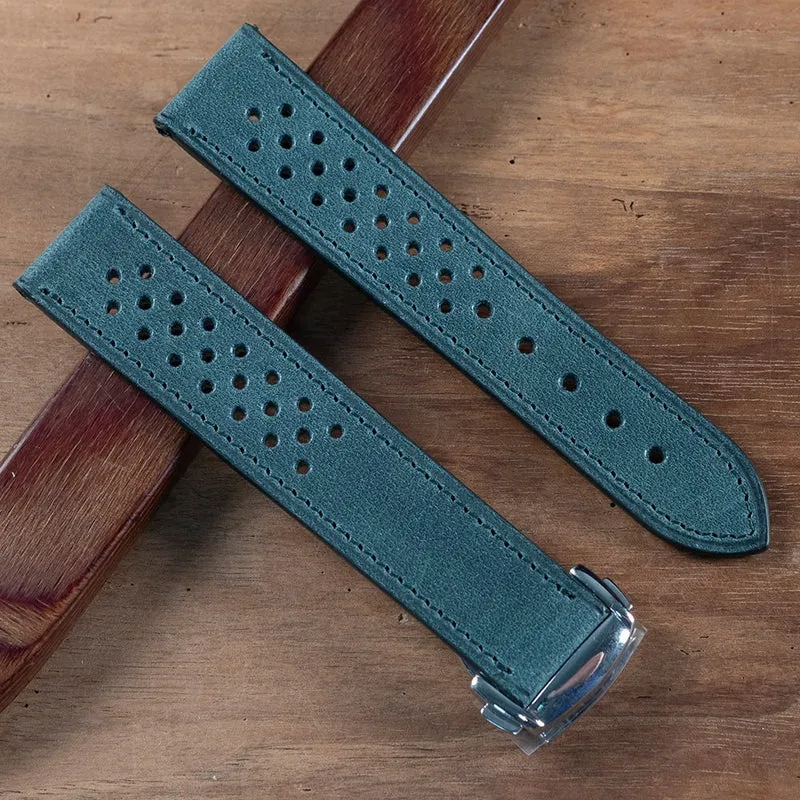 Bracelet racing Tuscany vert compatible boucle déployante omega