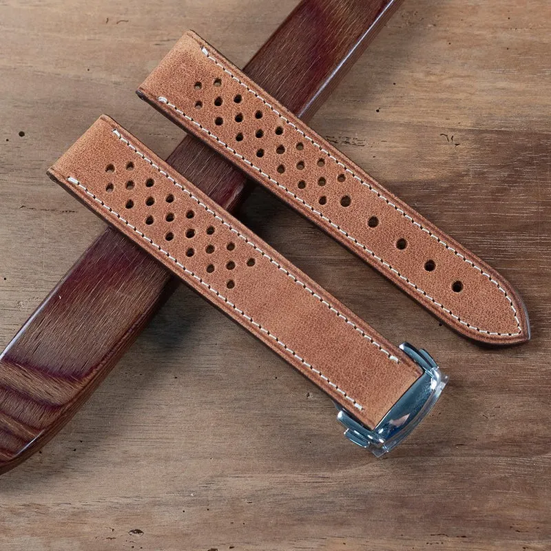 Bracelet racing Tuscany marron compatible boucle déployante omega