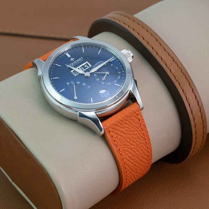 Bracelet de montre veau grainé orange