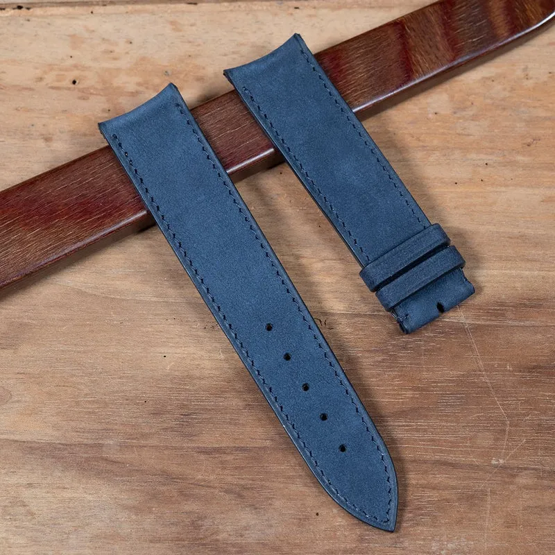 Bracelet anses courbe nubuck bleu marine