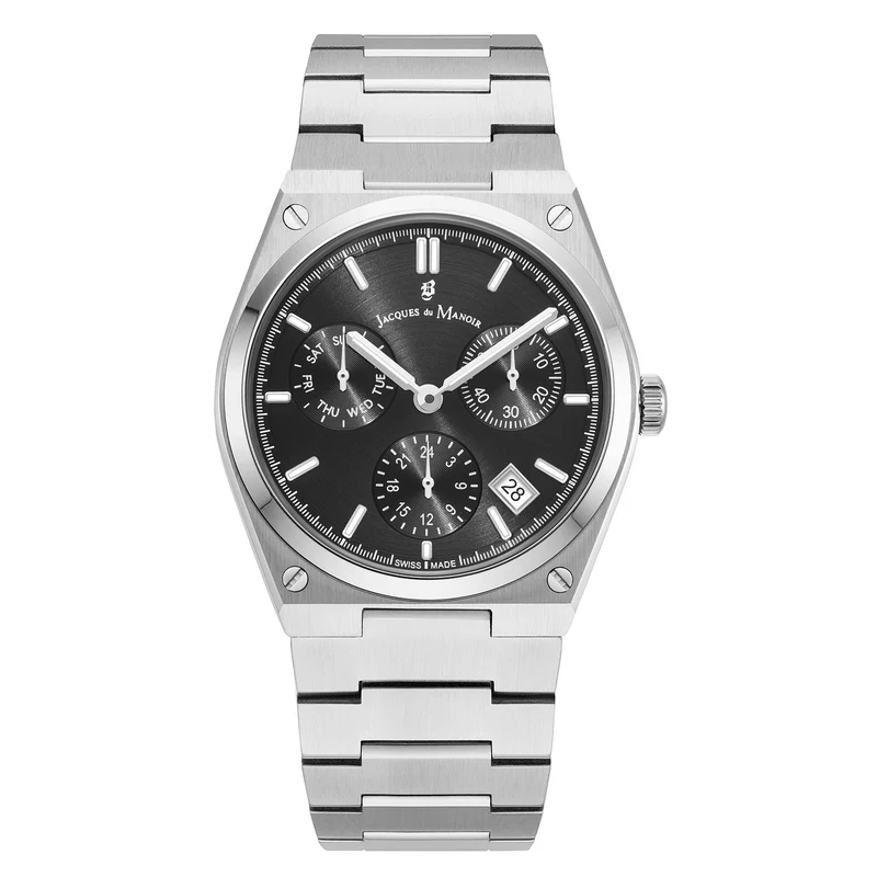 Jacques du Manoir Horizon Gents Multifunction Montre Homme en Acier Argenté JWN05701
