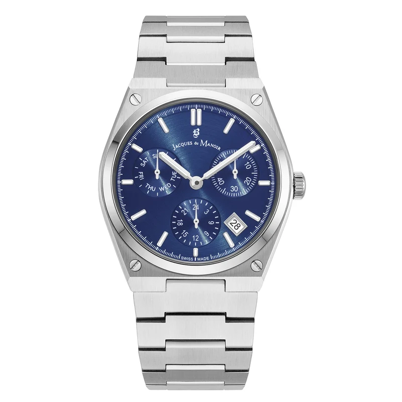 Jacques du Manoir Horizon Gents Multifunction Montre Homme en Acier Argenté JWN05703
