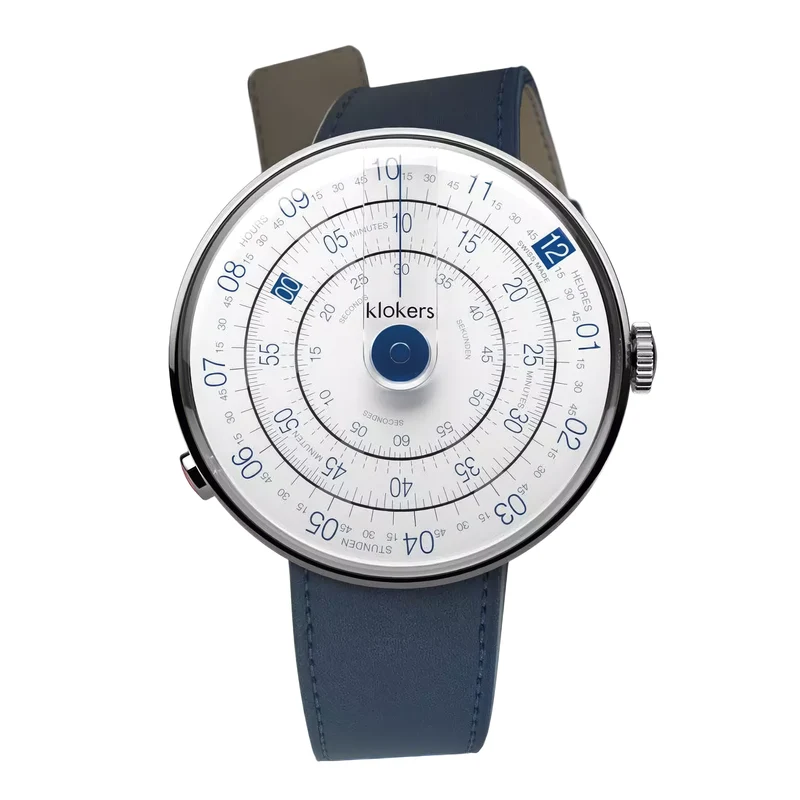Montre Klokers KLOK 01-D4 Ø44 Blanc & Bleu Heritage + Bracelet NATO Sable Offert