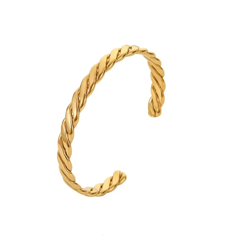 Bracelet jonc torsadé ajustable doré | Cassiopée