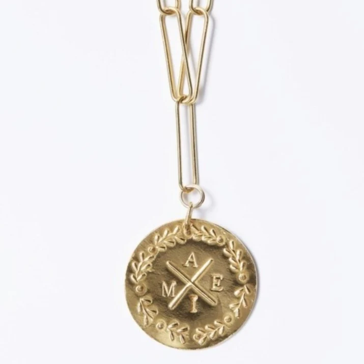 Médaille LAURIERS à personnaliser Chaine XL longue