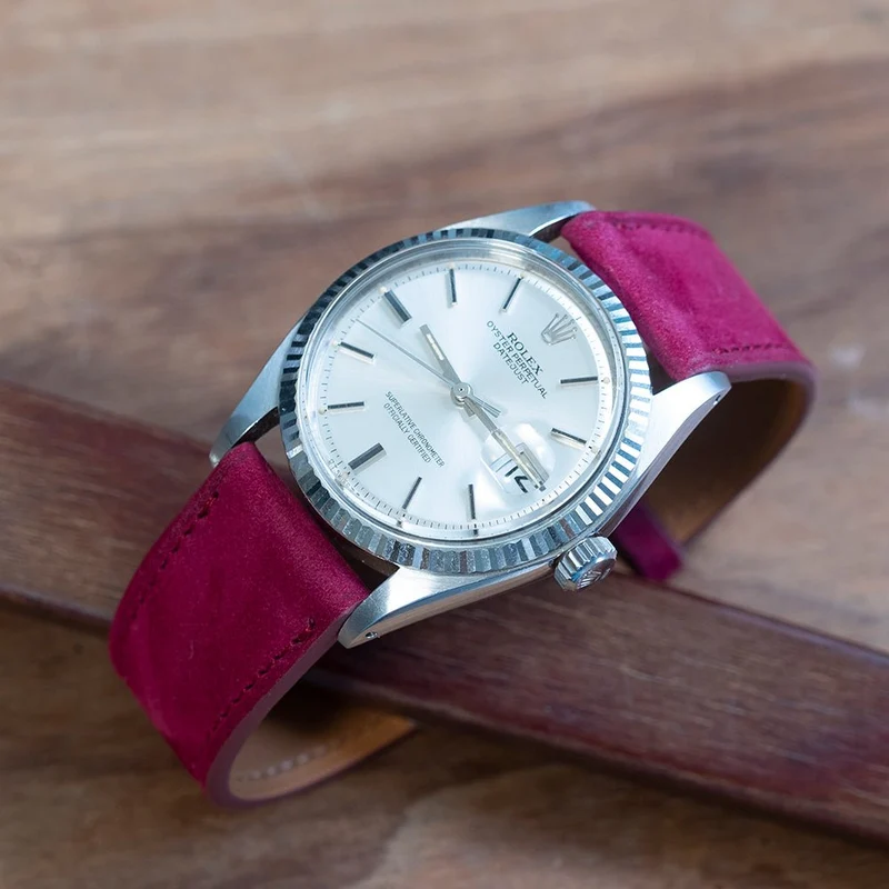 Bracelet de montre nubuck framboise