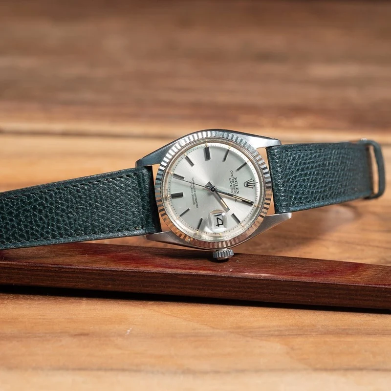 Bracelet de montre veau grainé vert