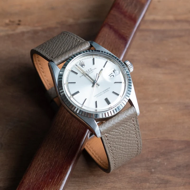 Bracelet de montre veau grainé taupe