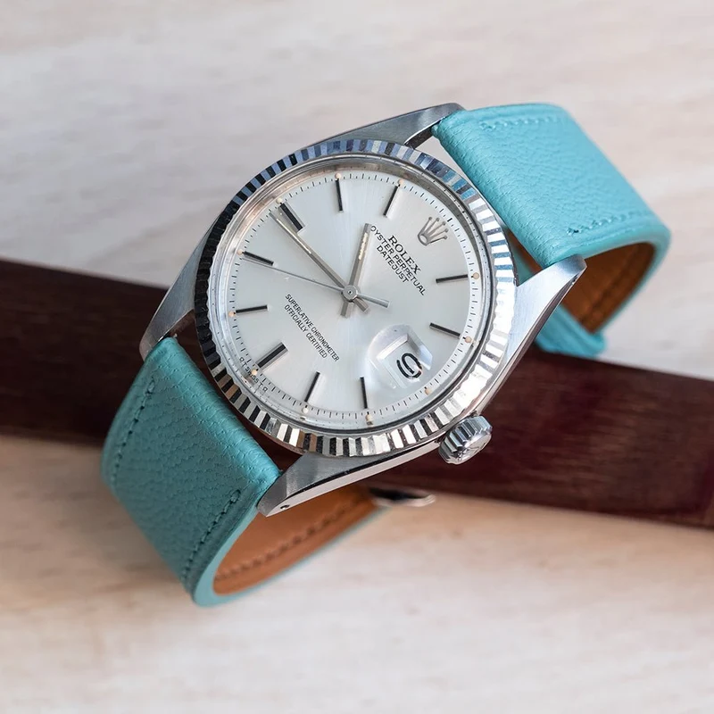 Bracelet de montre chèvre bleu tiffany