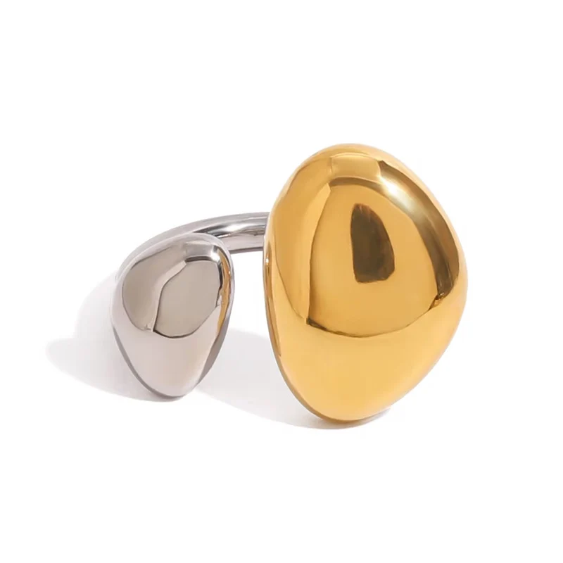 Bague Bicolore Ajustable – Acier Inoxydable Doré & Argenté