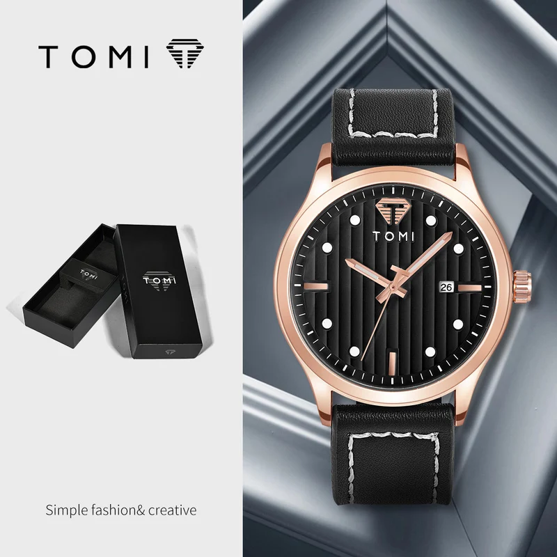 TOMI T-092 Luxury Business Watch – Date Quartz | Premium Box Packing